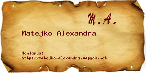 Matejko Alexandra névjegykártya